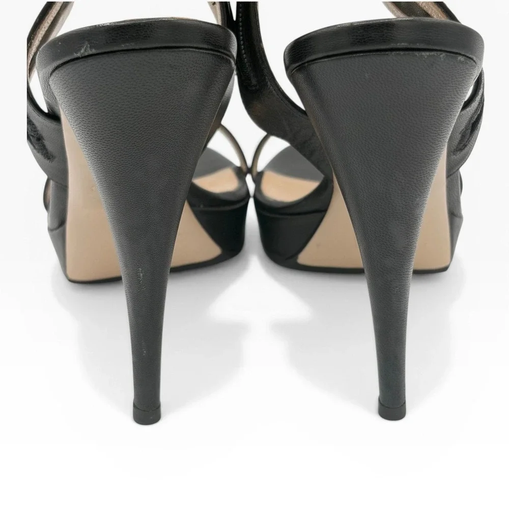 Valentino Garavani Platform Heels COA 39.5 Black Lace Floral‎ Leather Stiletto